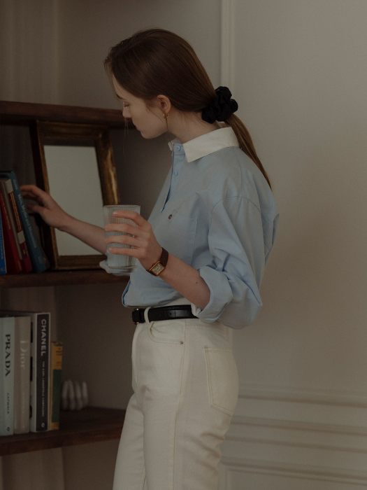 [TILLIDIE] Classic coloring shirt_Blue