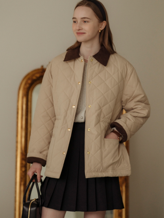 [TILLIDIE] Soft warm quilting jacket(Light beige)