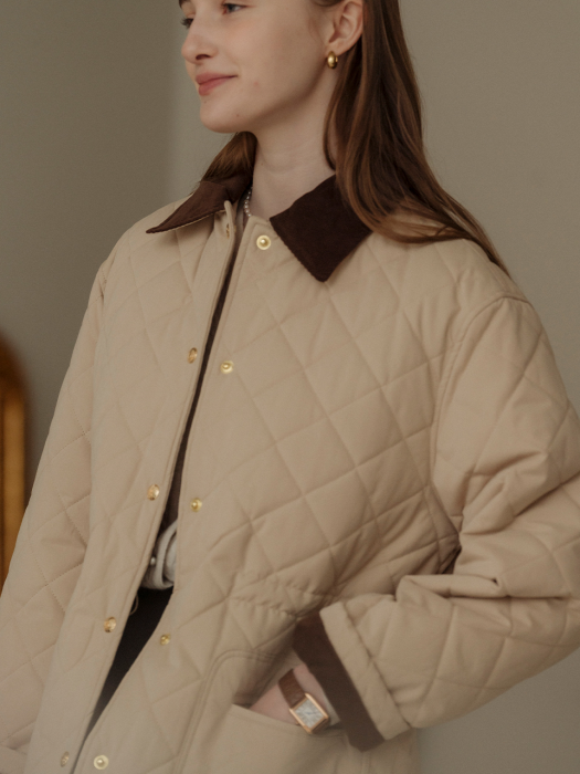 [TILLIDIE] Soft warm quilting jacket(Light beige)