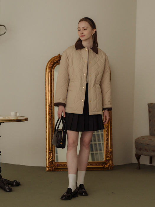 [TILLIDIE] Soft warm quilting jacket(Light beige)