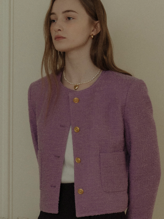 [TILLIDIE] Romantic tweed jacket_Purple