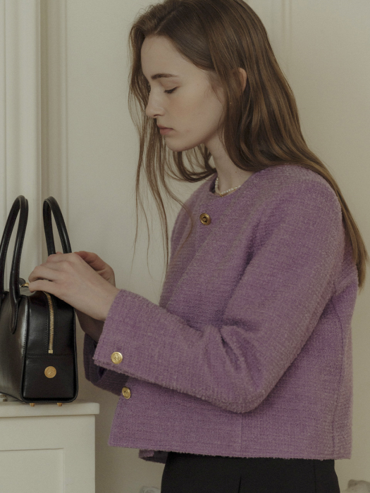 [TILLIDIE] Romantic tweed jacket_Purple