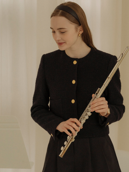 [TILLIDIE] Romantic tweed jacket(Black)