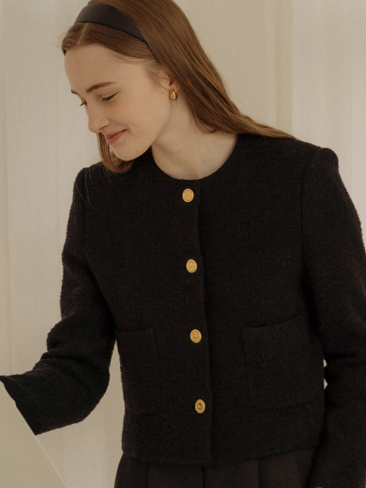 [TILLIDIE] Romantic tweed jacket(Black)