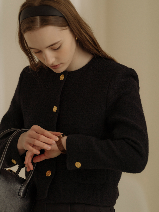 [TILLIDIE] Romantic tweed jacket(Black)