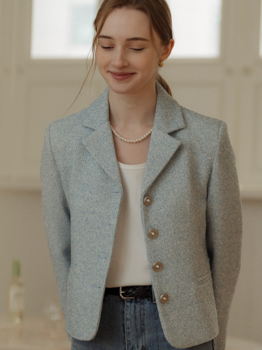 [TILLIDIE] Grace tweed jacket(Skyblue)