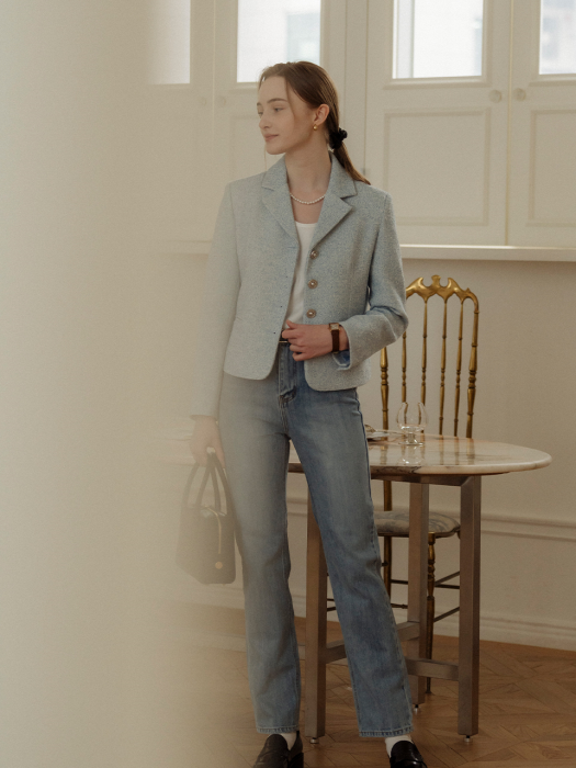 [TILLIDIE] Grace tweed jacket(Skyblue)