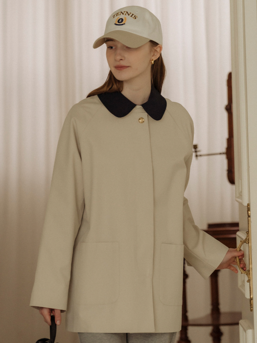 [TILLIDIE] Coloring collar point trench coat(Light beige)