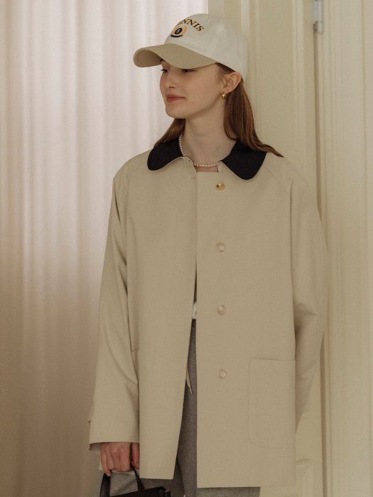 [TILLIDIE] Coloring collar point trench coat(Light beige)