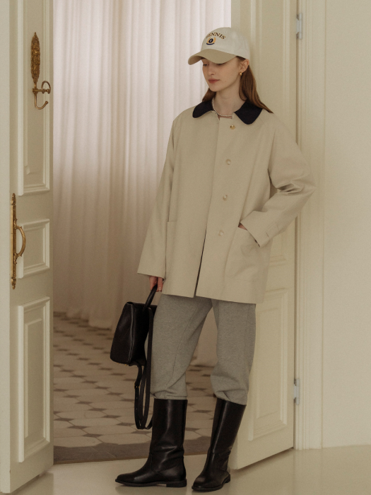 [TILLIDIE] Coloring collar point trench coat(Light beige)