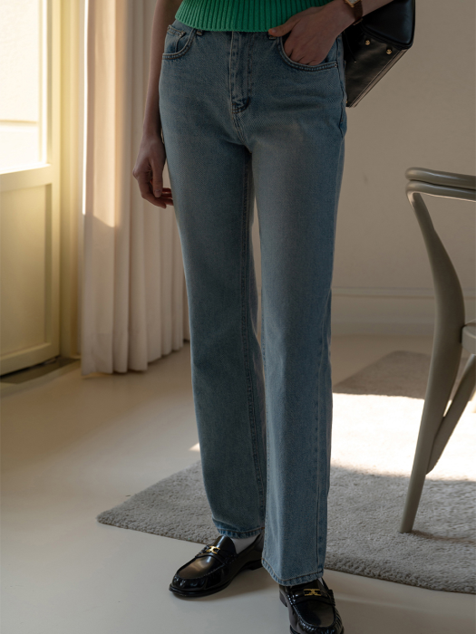 [TILLIDIE] Soft washing straight denim(Blue)