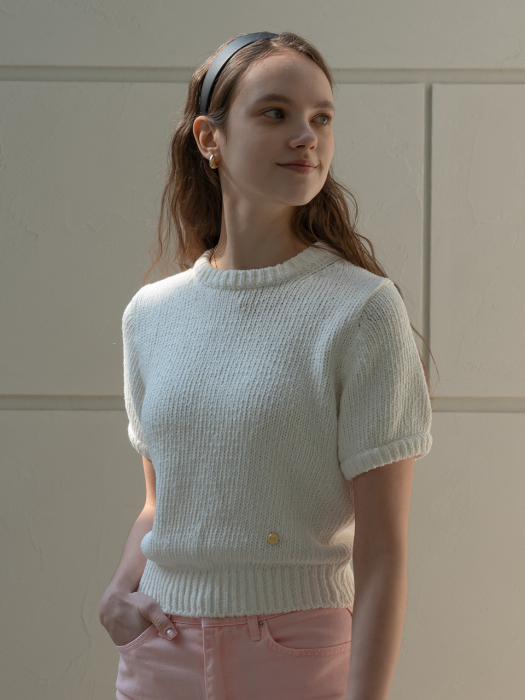 [TILLIDIE] Round neck cotton knit(Ivory)