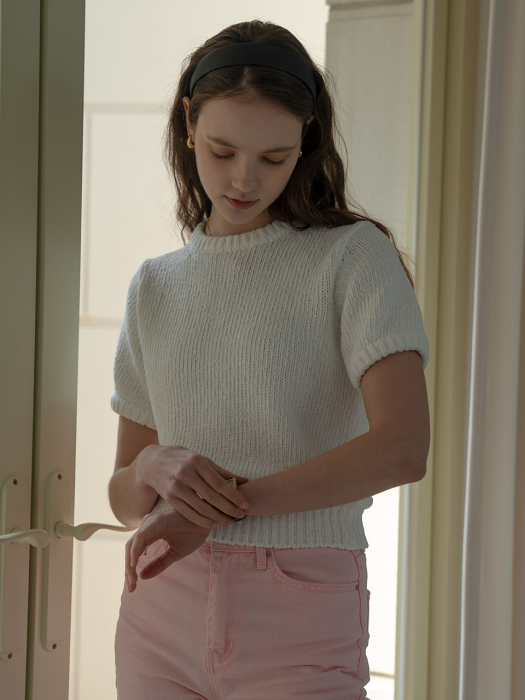 [TILLIDIE] Round neck cotton knit(Ivory)