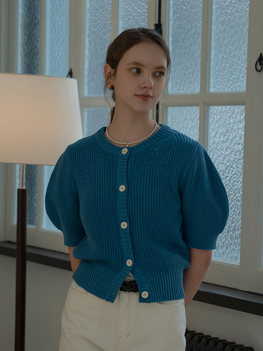 [TILLIDIE] Soft half sleeve cardigan(Blue)