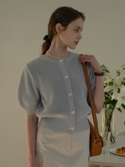 [TILLIDIE] Soft half sleeve cardigan(Gray)