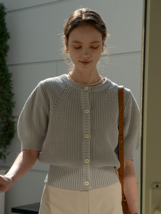 [TILLIDIE] Soft half sleeve cardigan(Gray)