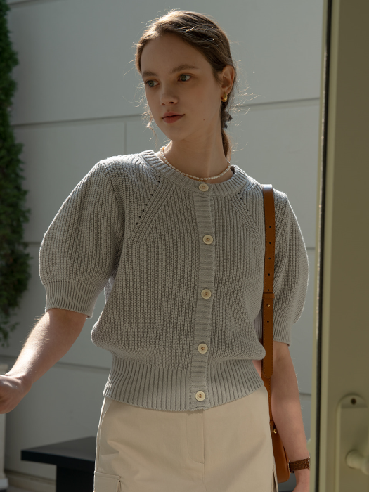 [TILLIDIE] Soft half sleeve cardigan(Gray)