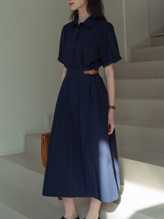 [TILLIDIE] Roll up shirt ops(Navy)