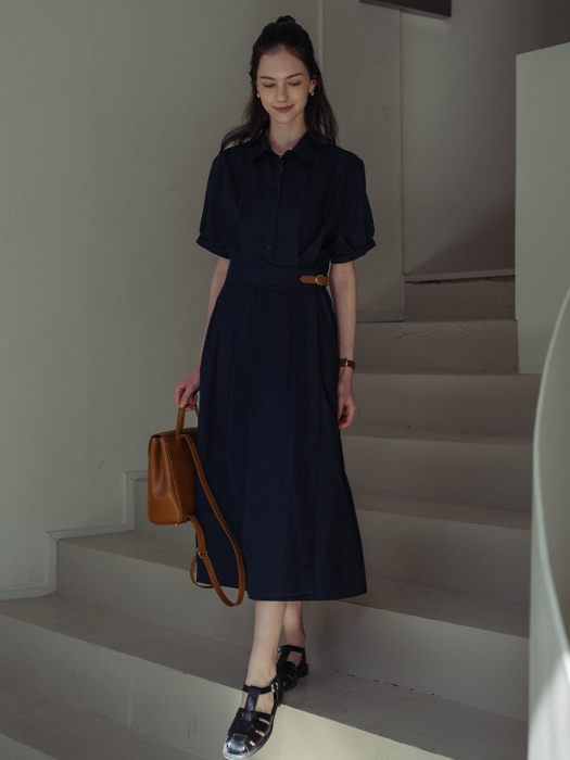 [TILLIDIE] Roll up shirt ops(Navy)