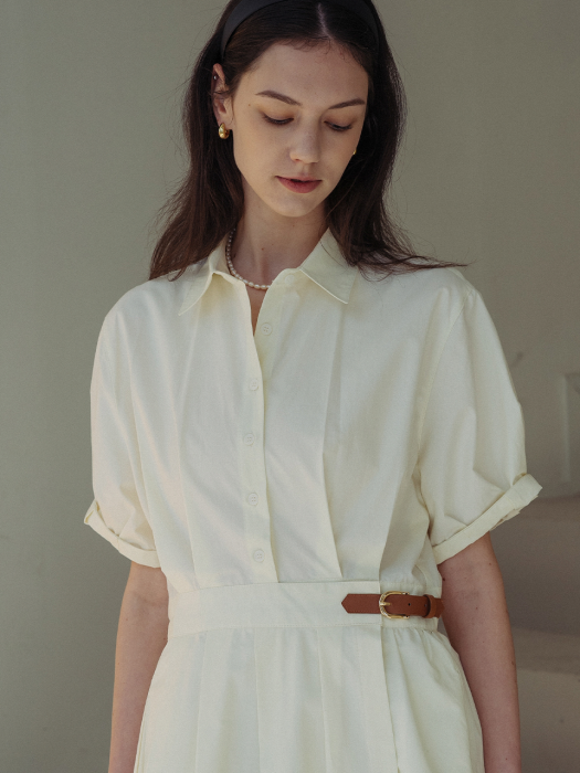 [TILLIDIE] Roll up shirt ops_Light yellow