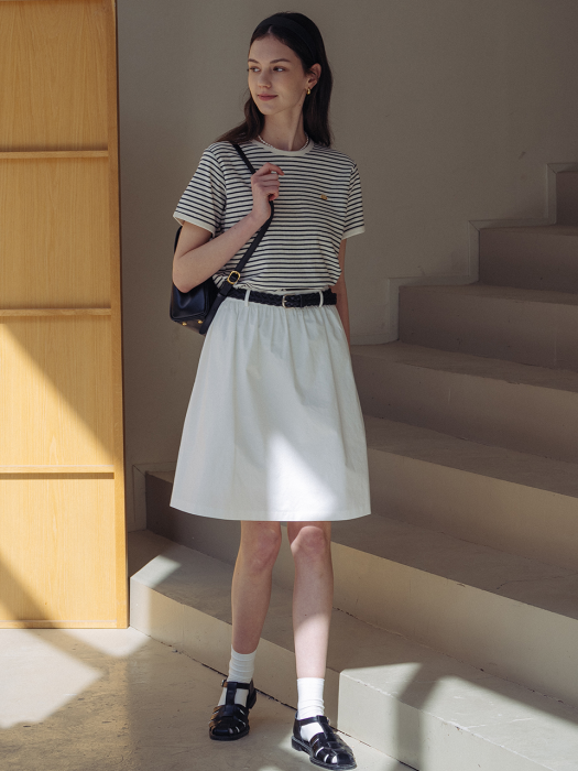 [TILLIDIE] Volume strap skirt(Ivory)