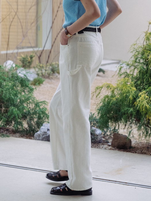 [TILLIDIE] Strap point wide pants(White)