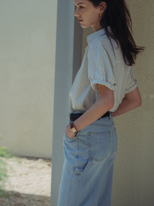 [TILLIDIE] Strap point wide pants(Light blue)