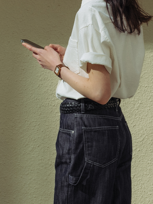 [TILLIDIE] Strap point wide pants(Indigo)