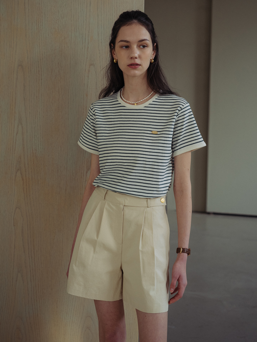 [TILLIDIE] Cotton stripe T-shirt(Green)