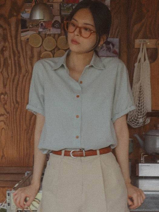 [TILLIDIE] Ann button point shirt(Mint)