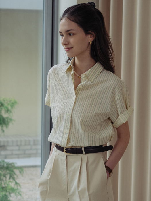 [TILLIDIE] Roll up shirt(Yellow)