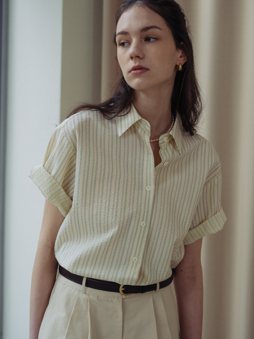 [TILLIDIE] Roll up shirt(Yellow)