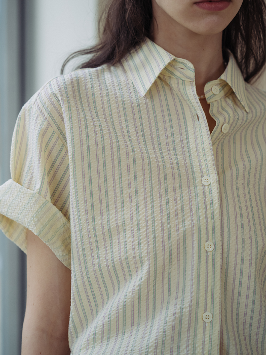 [TILLIDIE] Roll up shirt(Yellow)