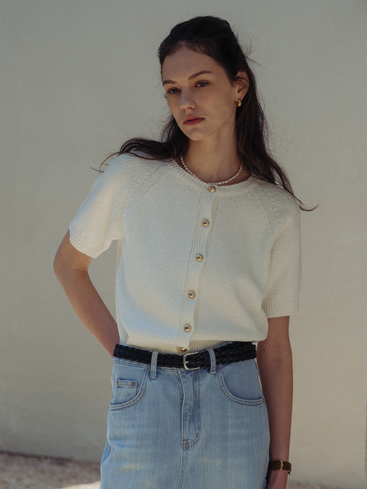 [TILLIDIE] Rosie half sleeve cardigan(Ivory)