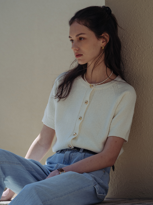 [TILLIDIE] Rosie half sleeve cardigan(Ivory)
