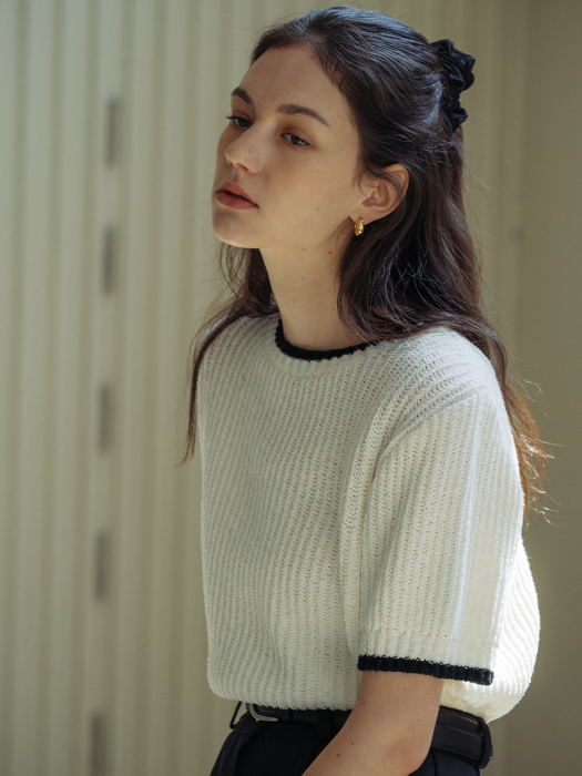 [TILLIDIE] Coloring point cotton knit(Ivory)