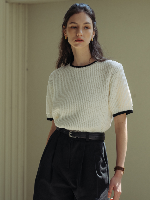 [TILLIDIE] Coloring point cotton knit(Ivory)