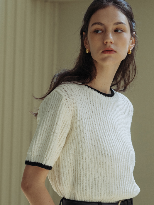 [TILLIDIE] Coloring point cotton knit(Ivory)