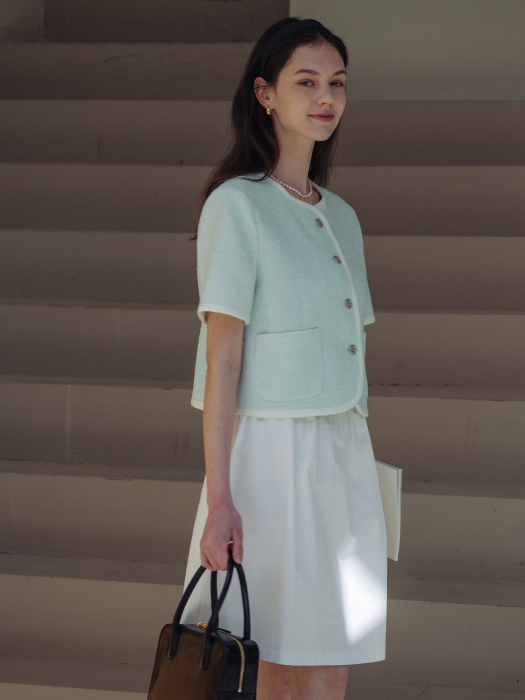 [TILLIDIE] Haper line tweed jacket_Mint