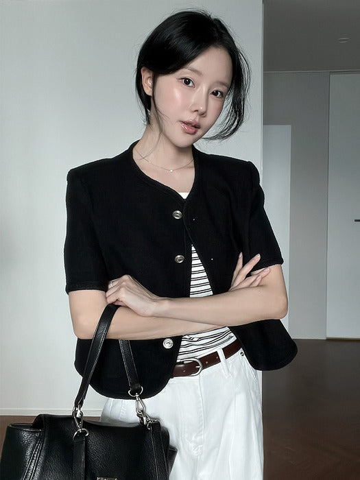 Tillidie Haper line tweed jacket Black