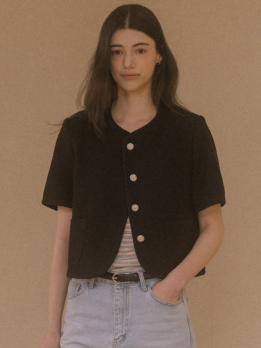 [TILLIDIE] Haper line tweed jacket(Black)