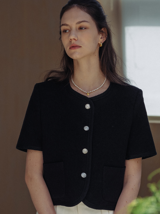 [TILLIDIE] Haper line tweed jacket(Black)