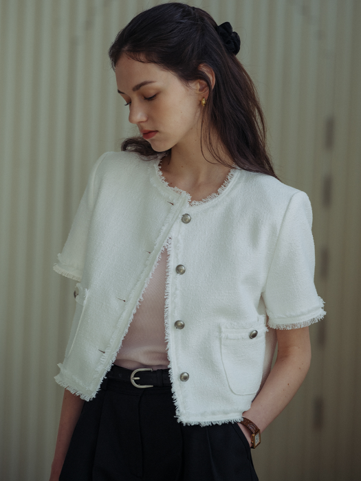[TILLIDIE] Sophie tweed jacket(White)
