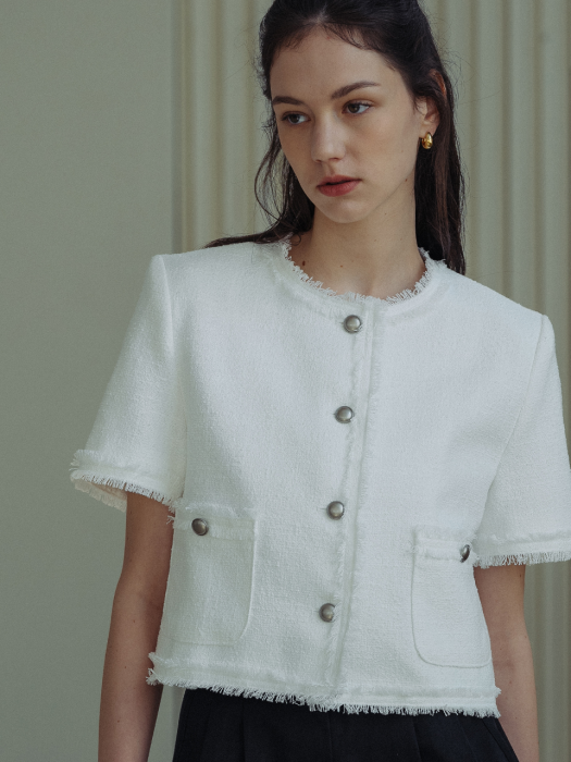 [TILLIDIE] Sophie tweed jacket(White)
