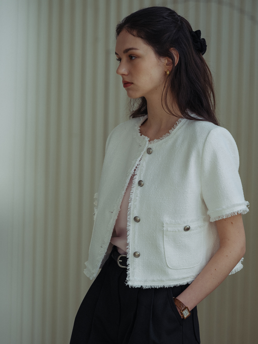 [TILLIDIE] Sophie tweed jacket(White)