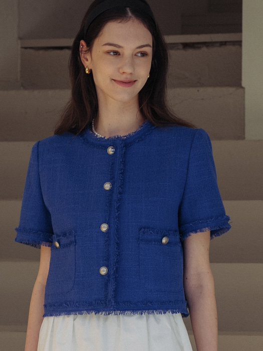 [TILLIDIE] Sophie tweed jacket(Blue)