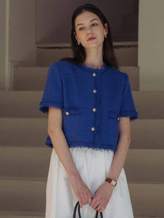 [TILLIDIE] Sophie tweed jacket(Blue)