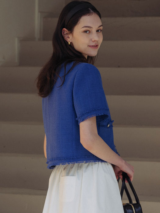 [TILLIDIE] Sophie tweed jacket(Blue)