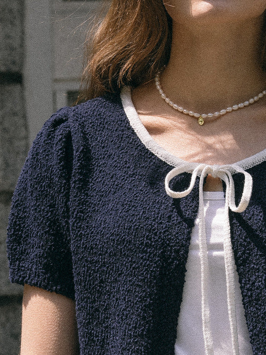 [TILLIDIE] 2-way puff cardigan(Navy)