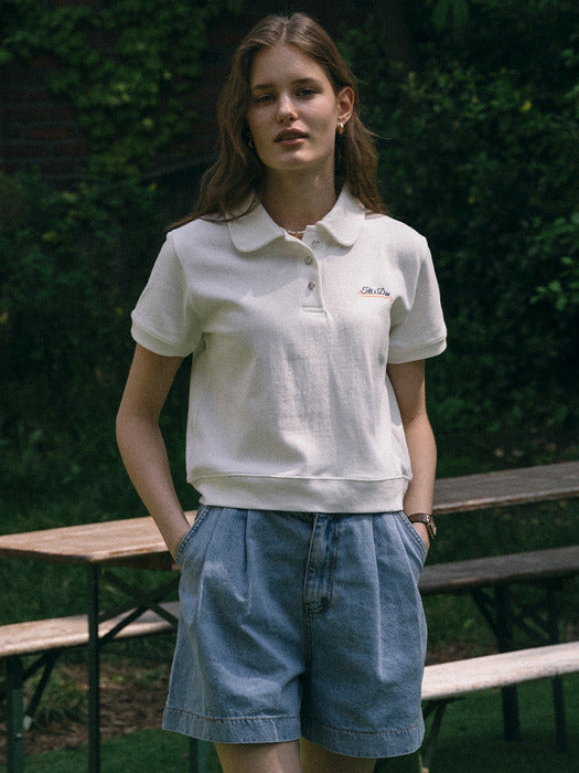 [TILLIDIE] Terry collar T-shirt(Ivory)